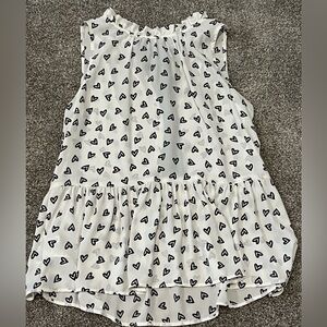 LOFT Black and White Heart Print Peplum Blouse